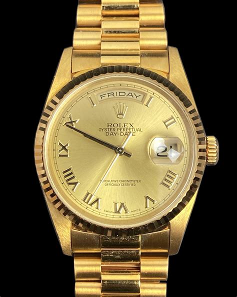 rolex oyster perpetual day date mens 18kt gold watch|Rolex Oyster Perpetual date prix.